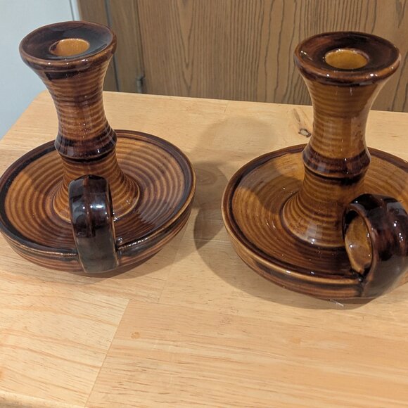 French Ceramic Candleholders from Saint Clement, 1970s Set of 2 - Picture 2 of 5